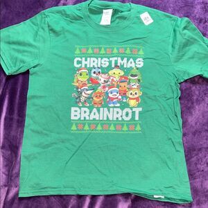 Christmas Brainrot Green T-Shirt (Youth M : 9/10)